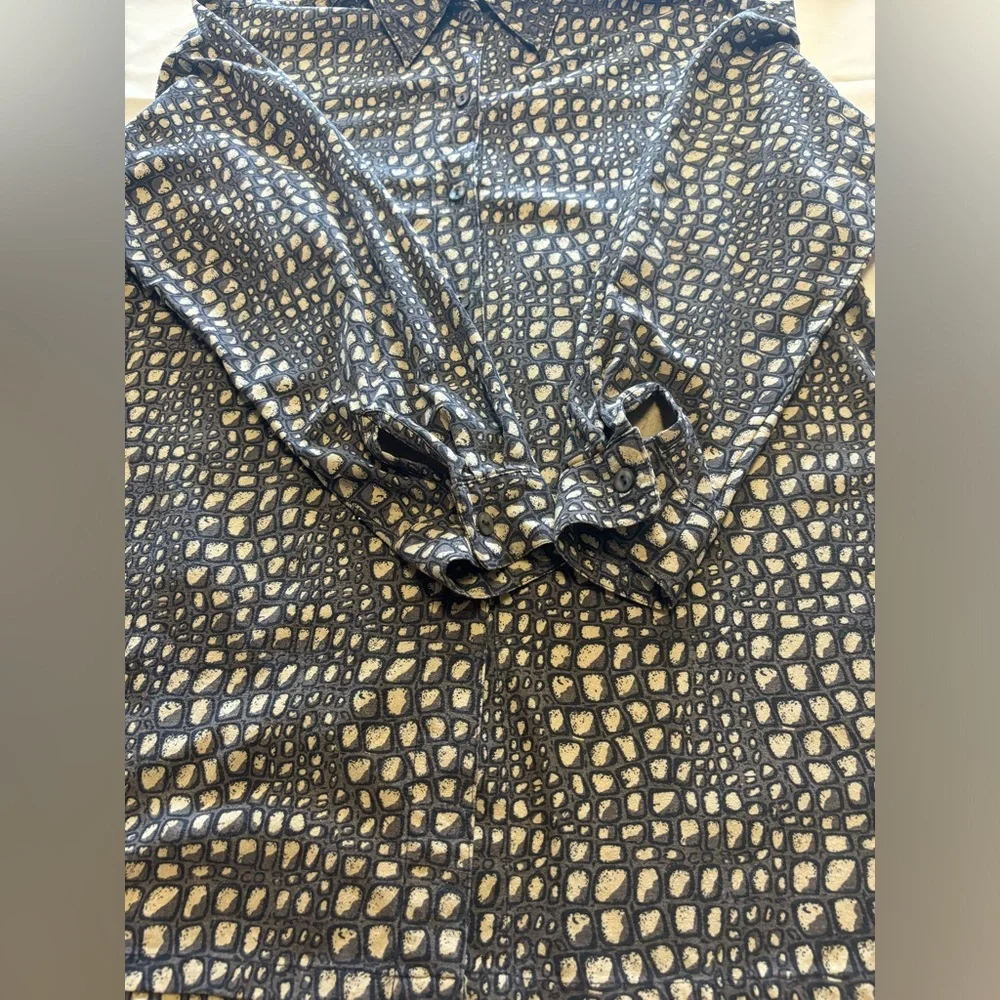 Vintage 90s 100%‎ Silk Crocodile Animal Print Top, Medium